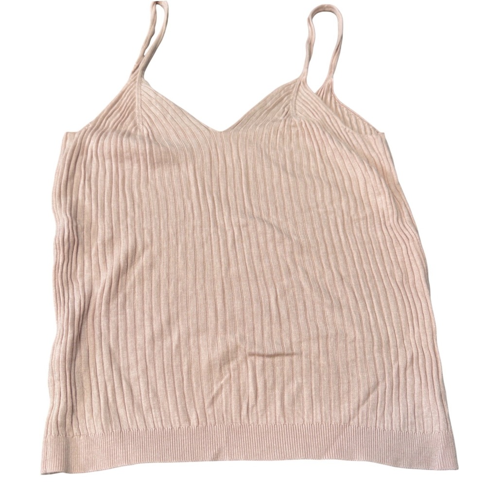 Anthropologie Women Cami XS Pink Ribbed Knit V-Neck Spaghetti Strap‎ Balletcore